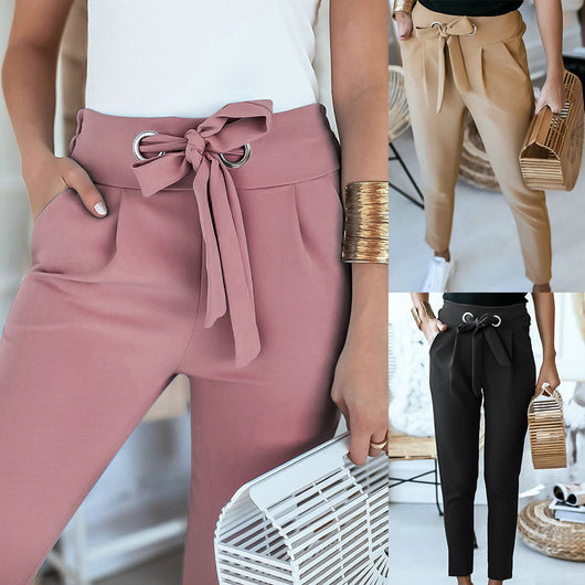 Pantalones Casuales Slim Ajustados de Cintura Alta - Image 3