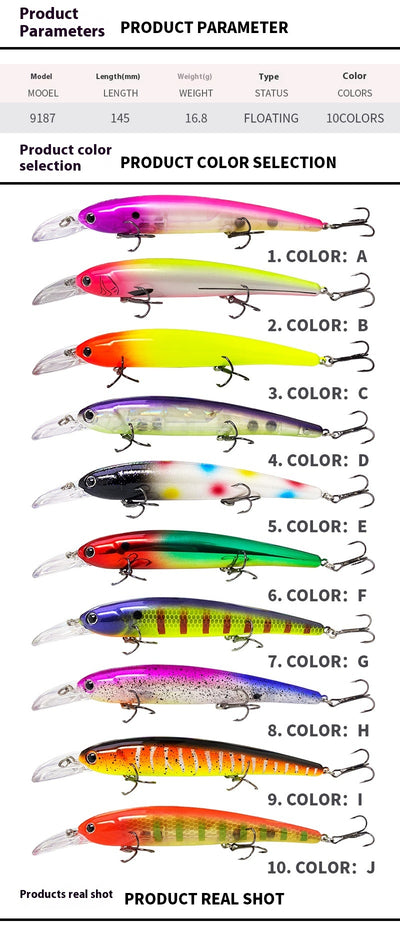 Señuelo Flotante de Lengüeta Profunda para Pesca en Agua Salada - Image 19