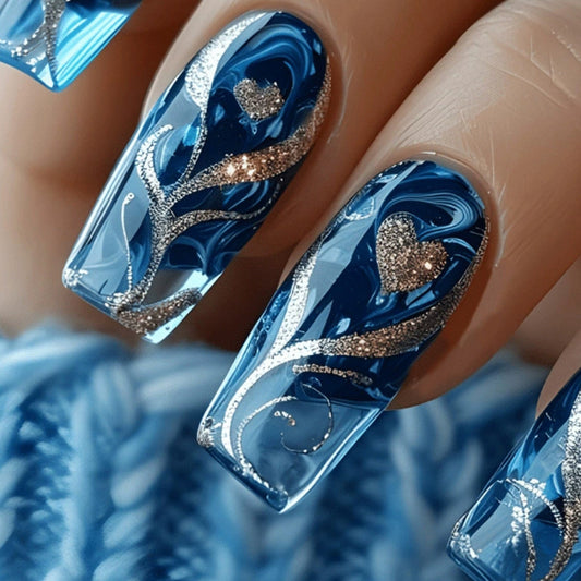 Uñas Postizas Doradas con Textura de Grano - Pack de 24 Piezas Premium