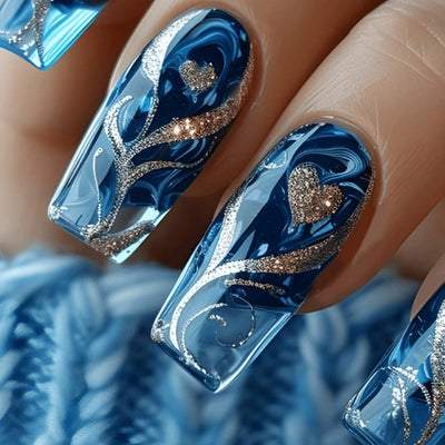 Uñas Postizas Doradas con Textura de Grano - Pack de 24 Piezas Premium