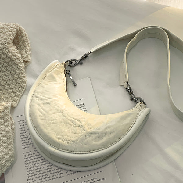 Bolso Bandolera de Cuero Genuino con Diseño Fruncido
