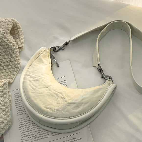 Bolso Bandolera de Cuero Genuino con Diseño Fruncido
