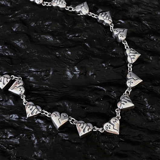 Collar de Plata S925 Corazón Roto con Diseño Graffiti de Amor - Image 6