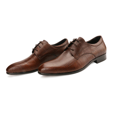 Zapatos Derby de Cuero Artesanales para Hombre - Diseño Cuadriculado Punta Fina