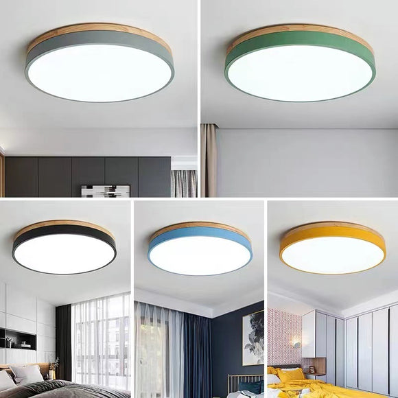 Lámpara de Techo Redonda de Madera - Iluminación Cálida para Dormitorio y Sala