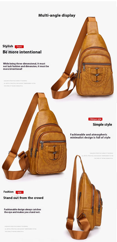 Bolso de Cuero PU Texturizado con Compartimento en el Pecho - Image 16
