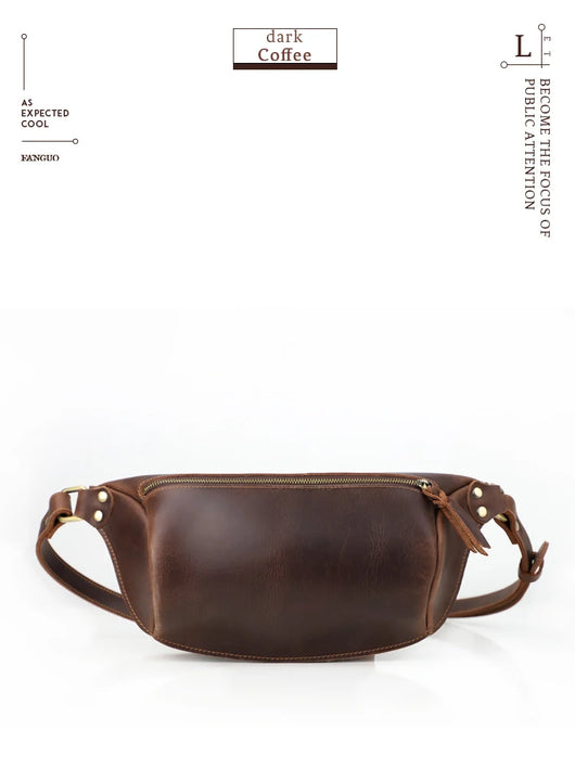 Bolso de Pecho de Cuero Genuino para Hombre - Bandolera Retro Estilo Casual - Image 18