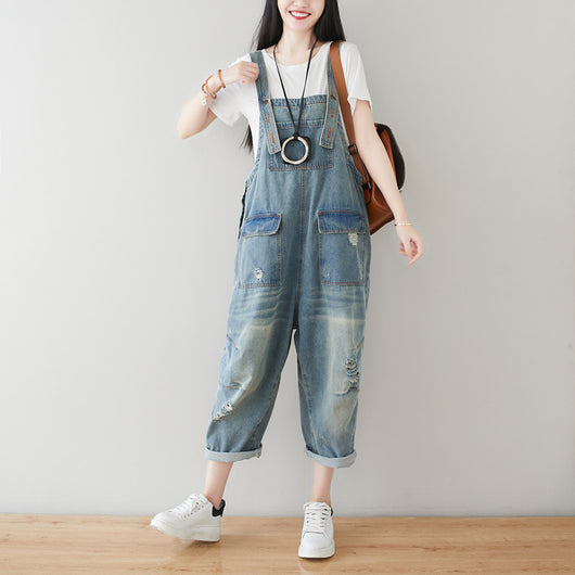 Enterizo Harem Denim Retro Talla Grande para Mujer - Image 6