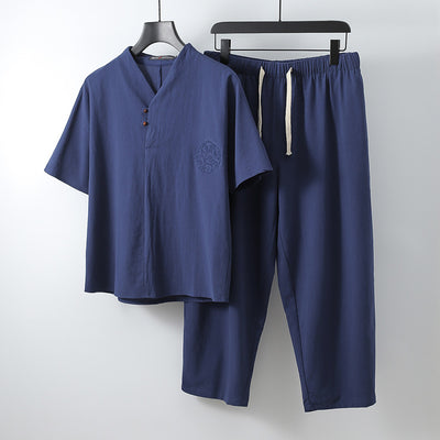 Pantalón Slim Coreano Hombre - Conjunto de 2 Piezas Algodón y Lino - Image 10