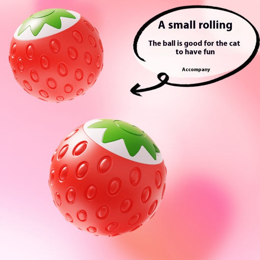 Green electric pet toy ball with a textured surface and a white strawberry-like design featuring a power button. - Image 2