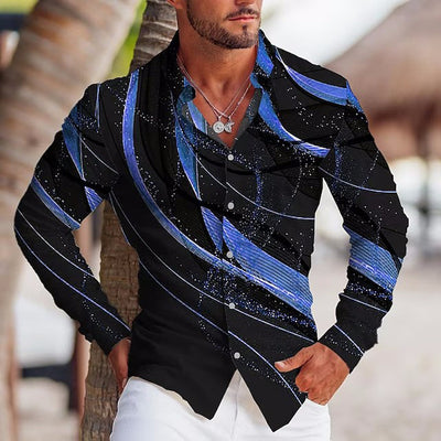 Camisa Estampada de Manga Larga con Solapa para Hombre - Image 27