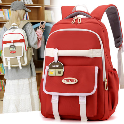 Mochila Escolar Niña Estilo Preppy Multicolor Ligera Doble Compartimento - Image 3