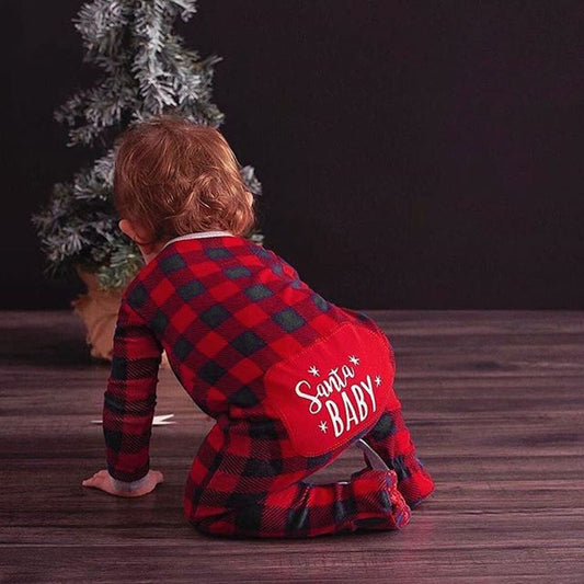 Mameluco Navideño para Bebé con Diseño Cuadros y Motivo Santa - Image 2