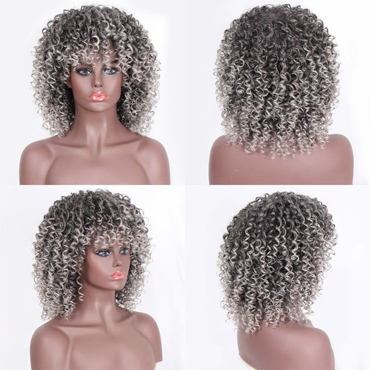 Peluca Corta Rizada para Mujer - Cabello Sintético Natural