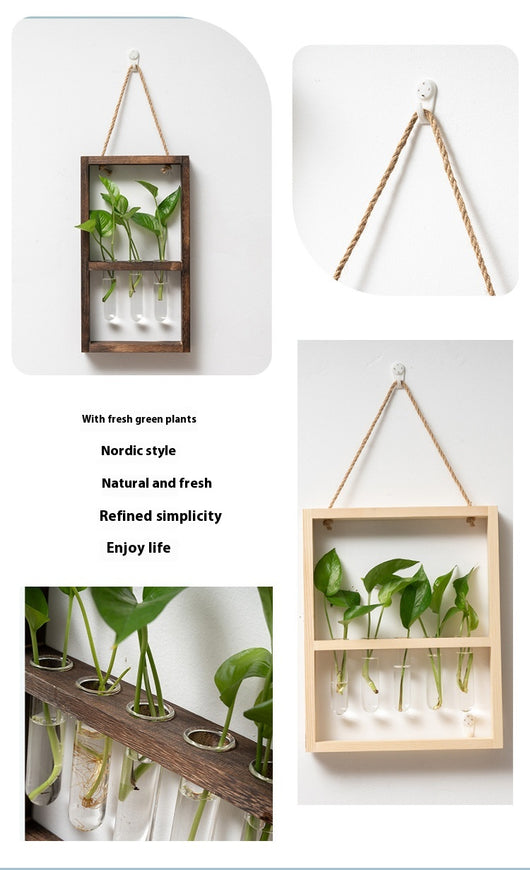 Jarrón Hidropónico de Madera y Vidrio - Decoración Retro para Dormitorio y Sala - Image 12
