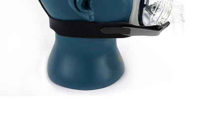 Clear full face oral and nasal mask with gray headgear displayed on a mannequin head for sleep therapy. - Image 7