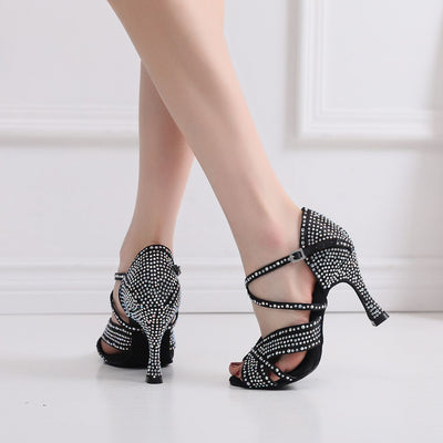 Zapatos de Danza Latina para Mujer con Tacón Alto y Detalles de Cristal - Image 4