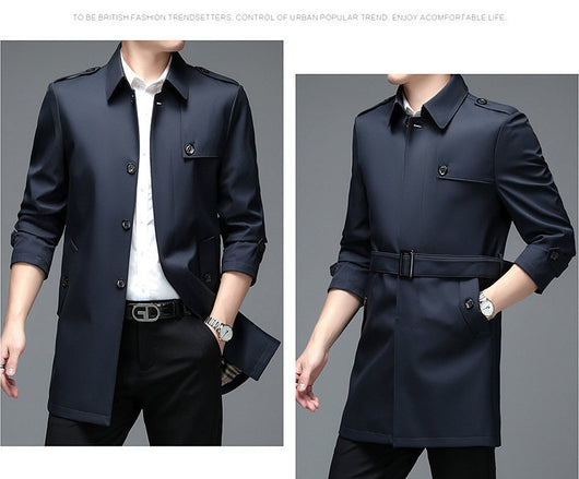 Abrigo Tipo Gabardina Casual Largo para Hombre - Image 23