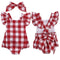 Conjunto de Dos Piezas a Cuadros Rojos con Moño