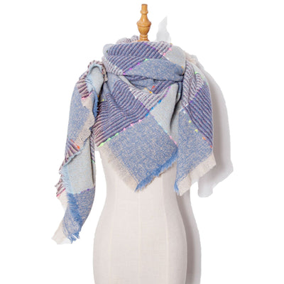 Chal Triangular Mujer a Cuadros Otoño Invierno con Cinta - Image 8