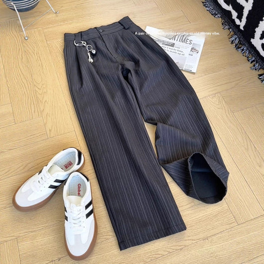 Pantalones de Vestir Rayas Hombre Pierna Recta Corte Amplio - Image 6