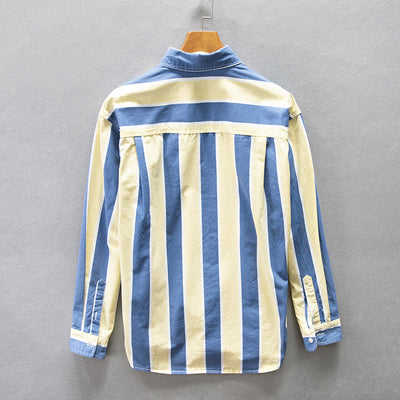 Camisa Holgada de Hombros Caídos con Rayas para Hombre - Image 9
