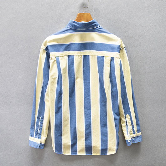 Camisa Holgada de Hombros Caídos con Rayas para Hombre - Image 9