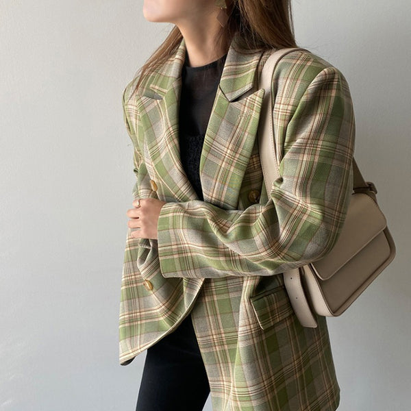 Blazer a Cuadros Corte Relajado