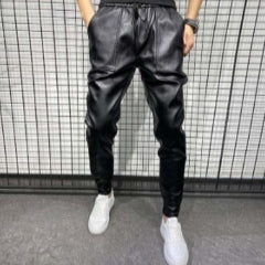 Pantalones de Cuero para Motocicleta Impermeables Ajustados Negro
