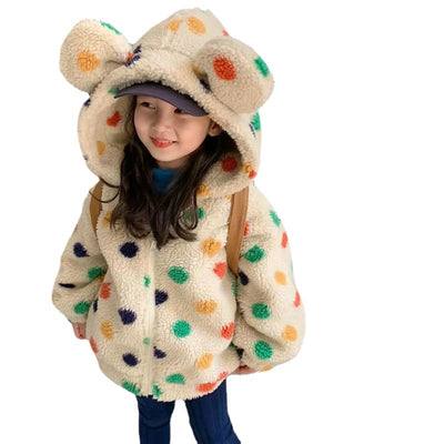 Abrigo Niña con Capucha Orejas Grandes y Puntos Arcoíris - Image 2