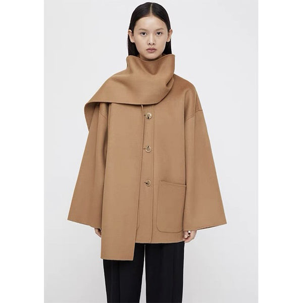 Abrigo de Lana Mujer Cuello Ancho Suelto - Colección Otoño Invierno - Image 3