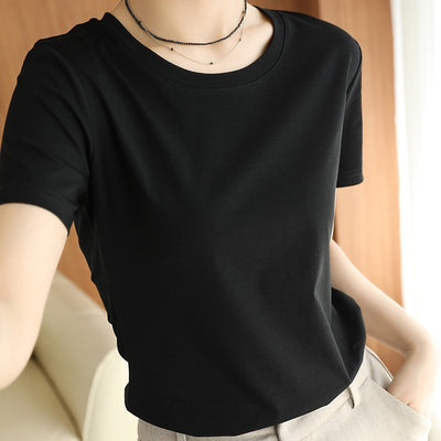 Blusa de Algodón Mercerizado Manga Corta Ajustada para Mujer - Image 21