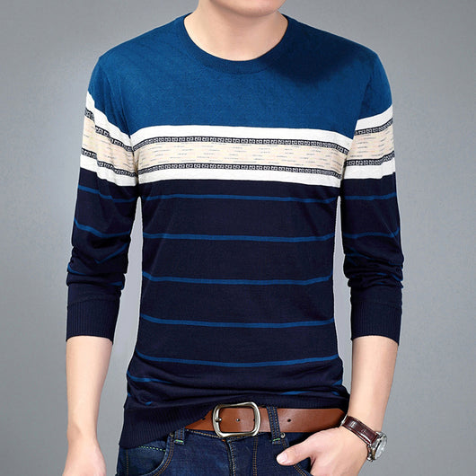 Suéter de Cuello Redondo con Bloques de Color para Hombre Joven - Image 38