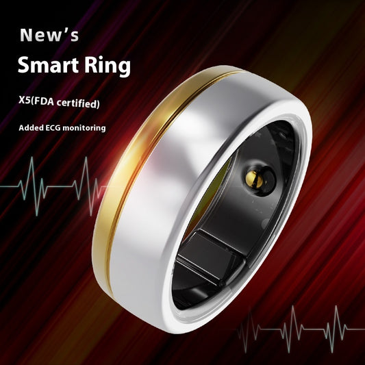 Anillo Inteligente X5 con Monitoreo ECG, Resistente al Agua para Deportes y Salud