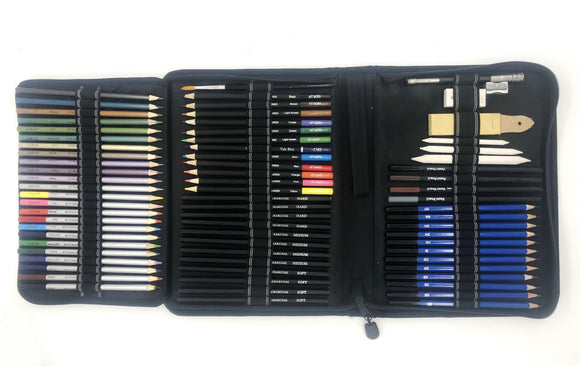 Set de 72 Lápices de Colores Profesionales con Carboncillos y Pinceles para Dibujo Artístico