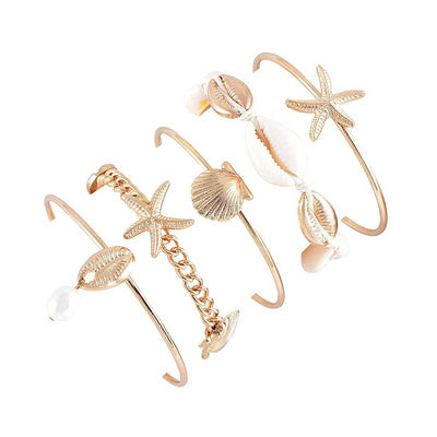 Pulsera Combinada de Perla y Concha de Estrella de Mar - Image 5