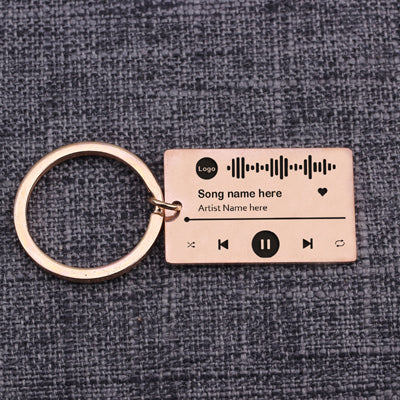 Llavero Personalizado con Código de Música Escaneable en Acero Inoxidable