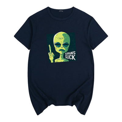Camiseta Unisex de Manga Corta con Diseño de Caricatura Satírica