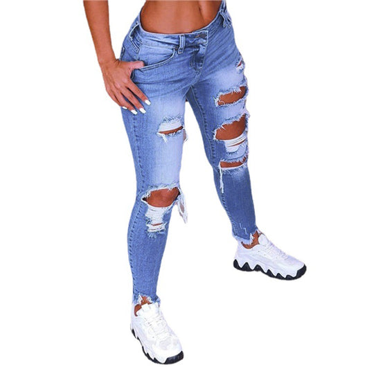 Pantalones Vaqueros Talle Bajo Levantacola con Rotos - Image 3