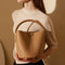 Bolsa Crossbody de Cuero Genuino para Mujer - Diseño Bucket