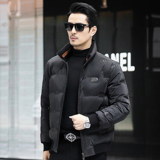 Chaqueta de Plumón para Hombre con Cuello Alzado y Mangas Tejidas - Image 17