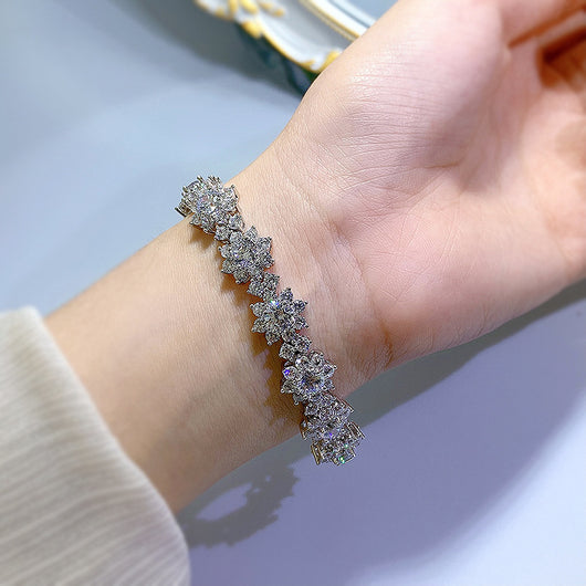 Pulsera de Plata S925 con Diamante Artificial Girasol Incrustado - Image 12