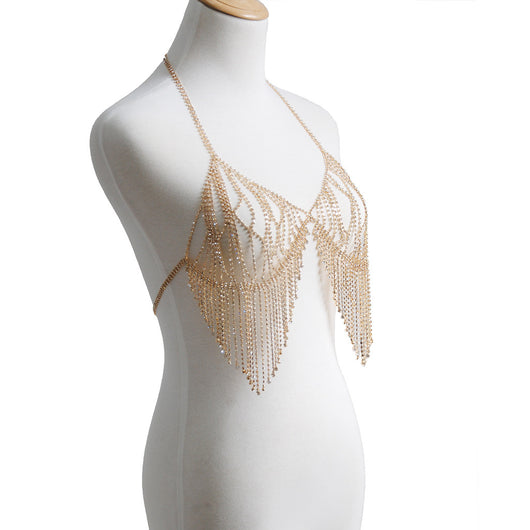 Bikini con Cadena de Cristales y Flecos - Image 3