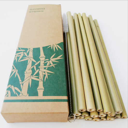 Pajita de Bambú Verde y Amarillo Reutilizable - Image 4