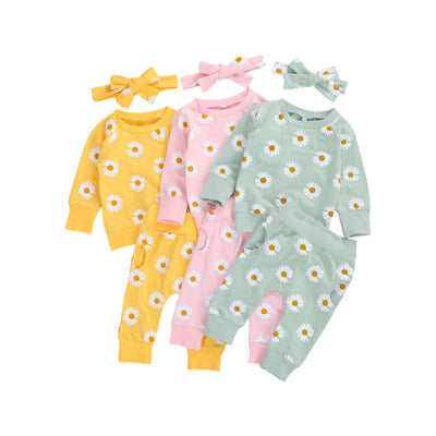 Conjunto Infantil Estampado Crisantemo para Bebé y Niño