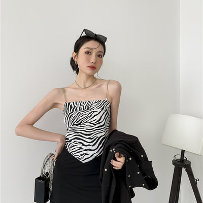 Camiseta Interior y Exterior Sin Mangas con Cadena de Patrón Zebra para Mujer - Image 8