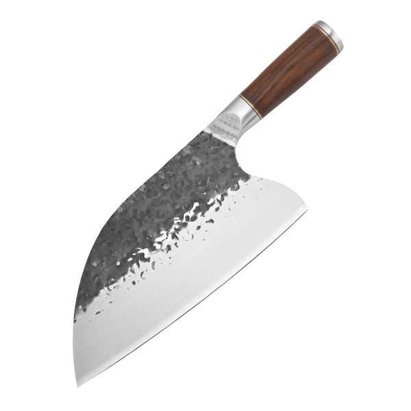 Cuchillo de Chef Forjado a Mano con Hoja Martillada de Acero