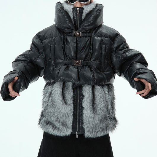 Abrigo Acolchado Desmontable con Diseño de Dos Piezas y Forro de Algodón Grueso