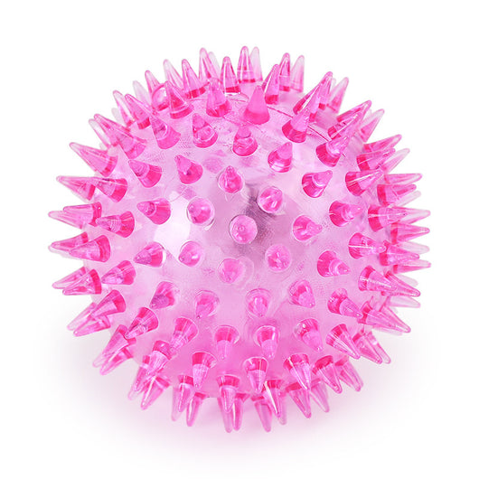Six colorful translucent spiky rubber pet balls in pink, green, yellow, red, rose red, and blue. - Image 2