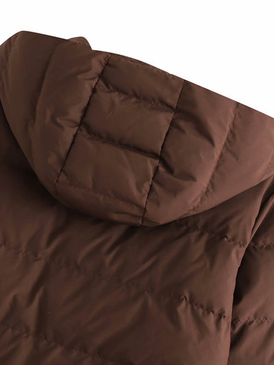 Chaqueta Puffer Corta Multicolor de Algodón con Capucha para Mujer - Image 18
